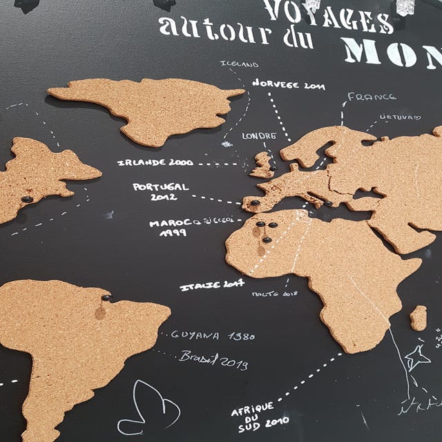 Map Monde Liege Blanche  Carte du Monde en liège – Déco Murale