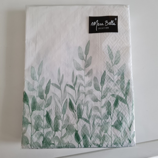 20 serviettes en papier vert lichen 33x33 cm