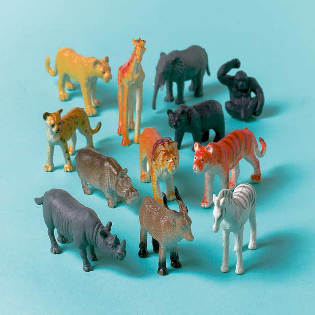 12 figurines d'animaux de la jungle en plastique
