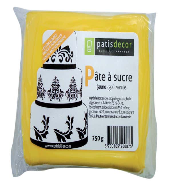 Pâte à sucre Patisdécor - Jaune - 250 g - Pâte à sucre