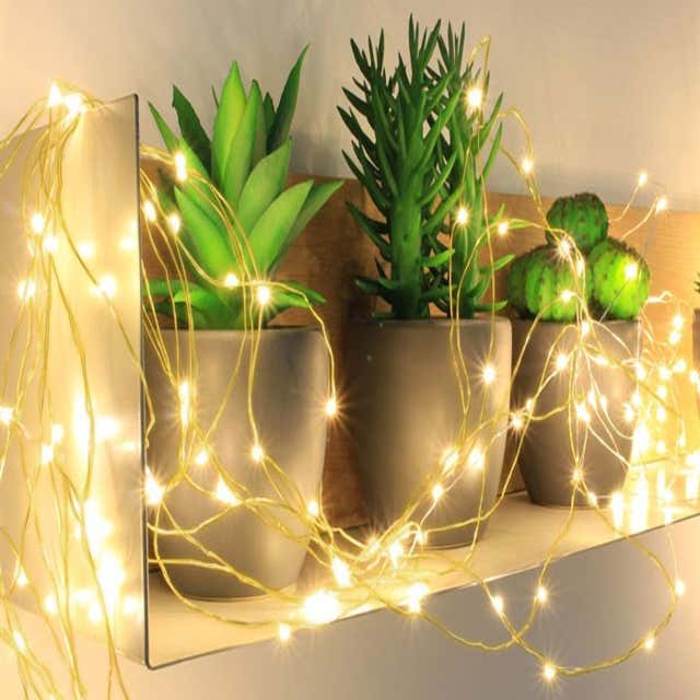Guirlande lumineuse décorative extérieure 15 décos bambou LED blanc chaud
