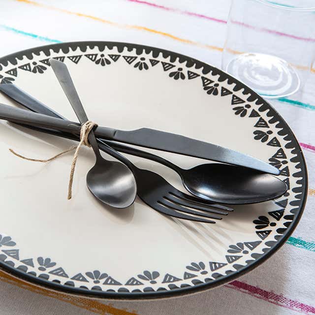 Acheter Couverts à manche Imitation marbre noir, vaisselle en acier  inoxydable, couteau, fourchette, cuillère, ensemble de couverts, vaisselle  de cuisine