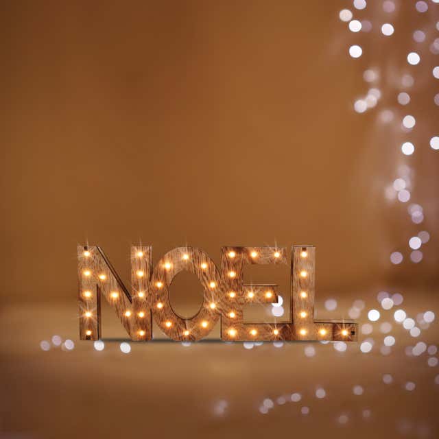 Décoration de Noël lumineuse mot à leds blanches 44cm