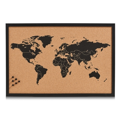 Carte du monde 3d, Art mural de carte du monde de liège, punaise de carte  du monde en bois, carte de voyage personnalisée, décor de lit au-dessus,  décor d'appartement de planche d'épingle 