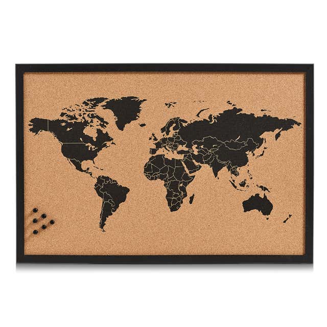 Tableau liège carte du monde 60x40