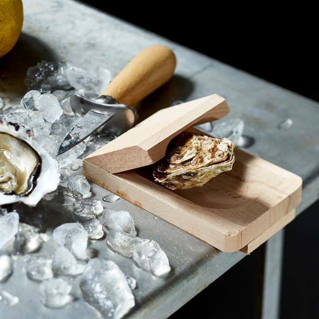 Couteau à huîtres, couteau et gant à huîtres, ensemble à huîtres avec  manche en bois