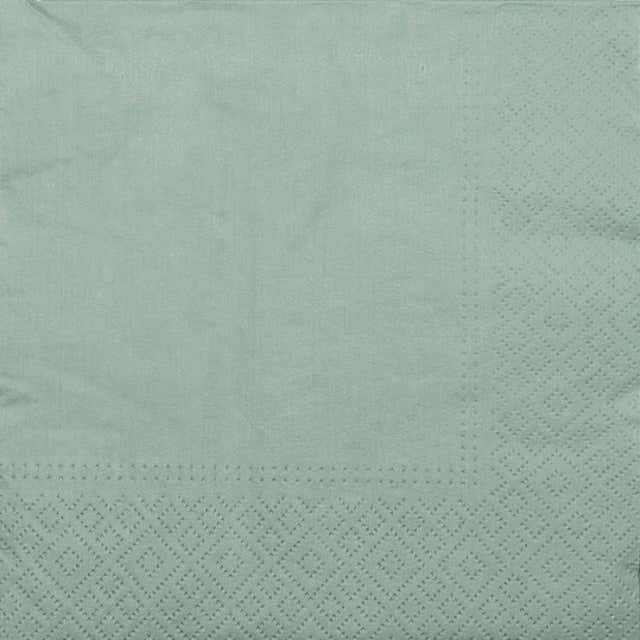 20 serviettes en papier vert lichen 33x33 cm