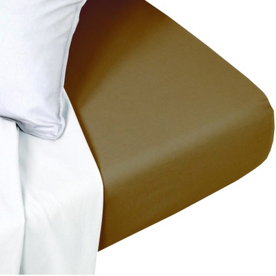 Drap-housse 140x200x28 beige sable en coton PERCALE 2015