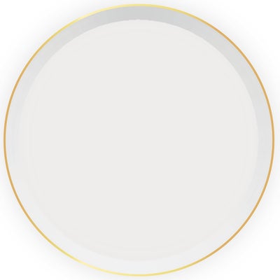 12 Assiettes rondes blanches nacrées plastique dur 19 cm