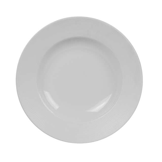 Assiette creuse en porcelaine blanche mate 22cm Striée