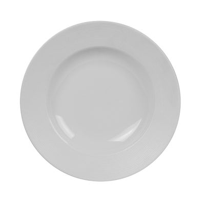 Assiette plate en porcelaine blanche mate 27cm Striée