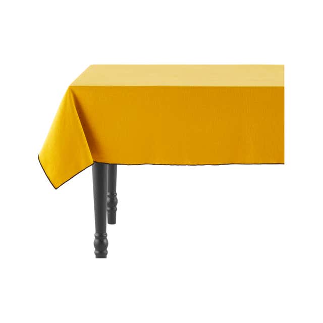 Nappe carrée 100x100 cm en coton jaune et gris - OPALE