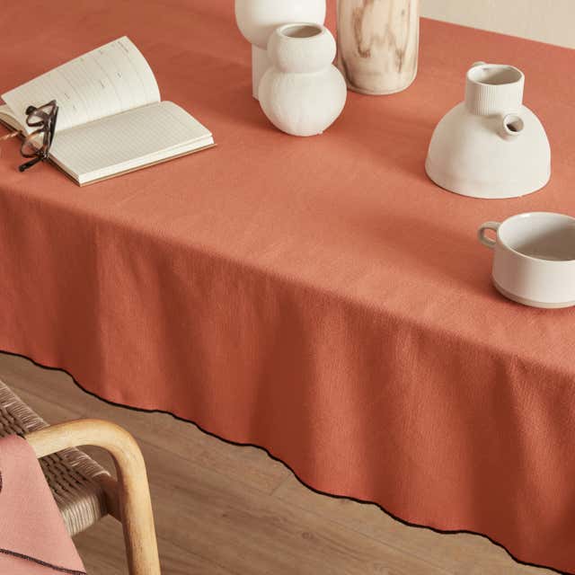 Nappe coton et lin Terracotta 160x160 cm KANBO