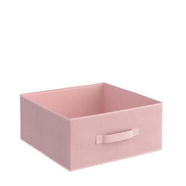 Boîte de rangement de bureau en plastique carrée rose