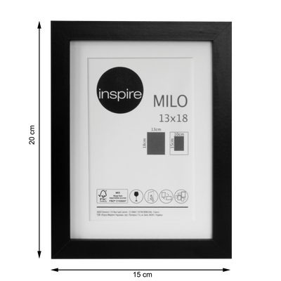 Cadre Milo, 50 x 50 cm noir, INSPIRE