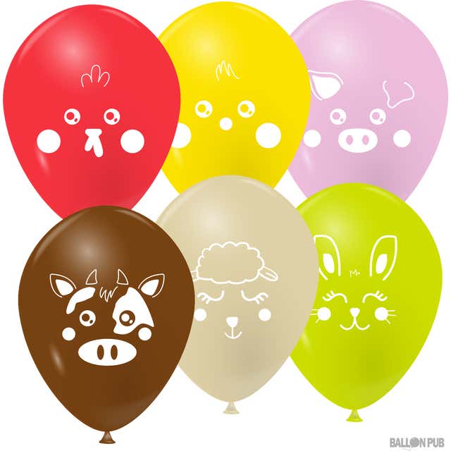 Set de 10 ballons à gonfler imprimé animaux