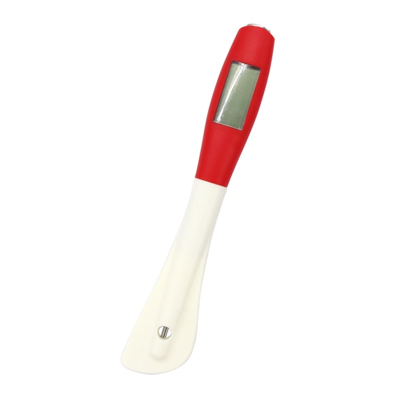 spatule thermomètre digital en silicone rouge et blanc
