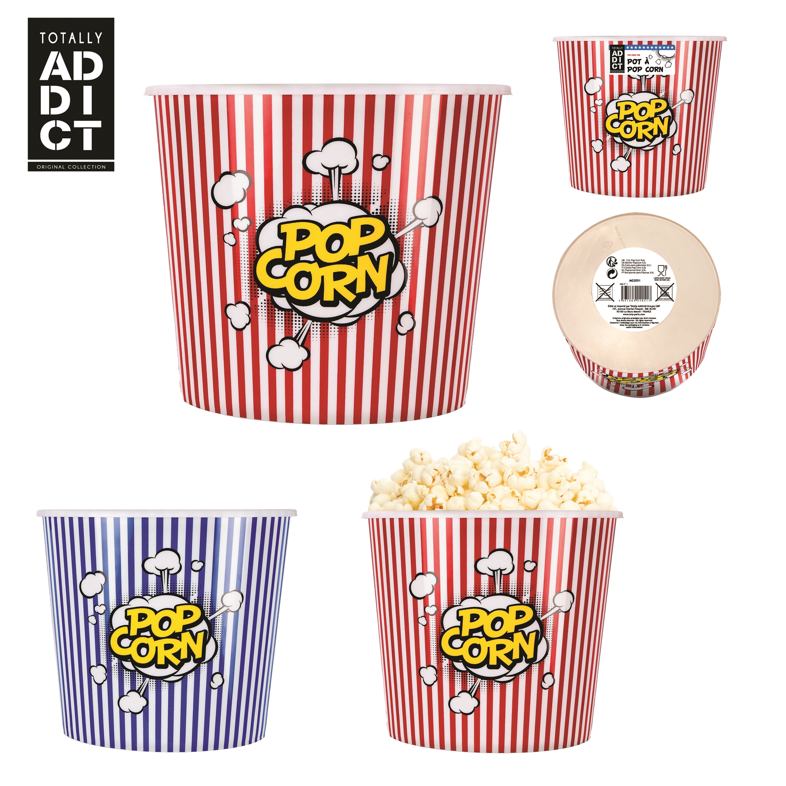 B&F Contenitore per popcorn 8 litri colore: rosso grande capacità 8 litri in plastica rinforzata 