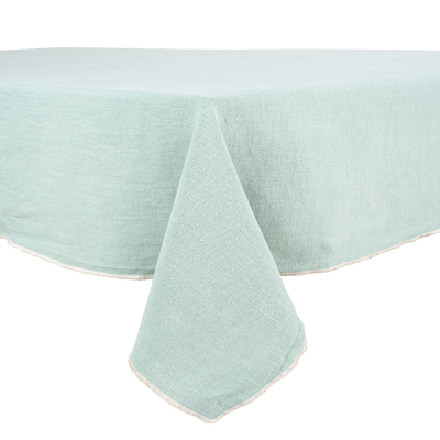 Moderne simple coton et lin petite nappe fraîche ménage nappe ronde de  couleur pure [ligne blanche bleu clair] [nappe ronde 140cm] nappe 