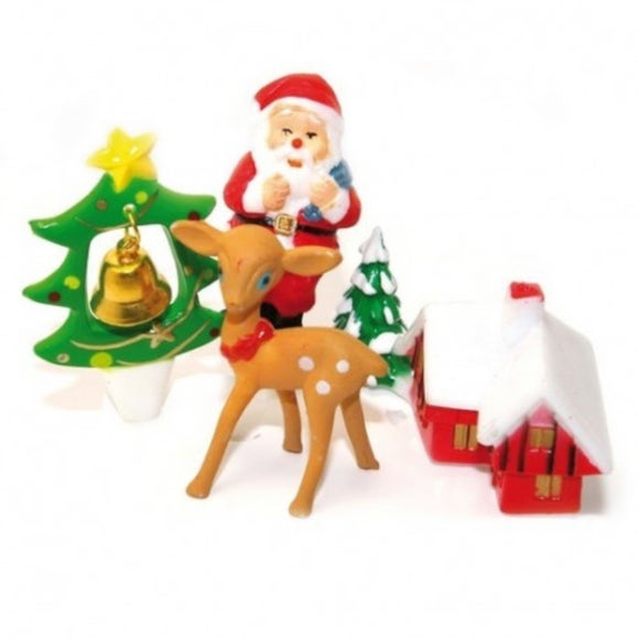 4 décors en plastique thème Noël