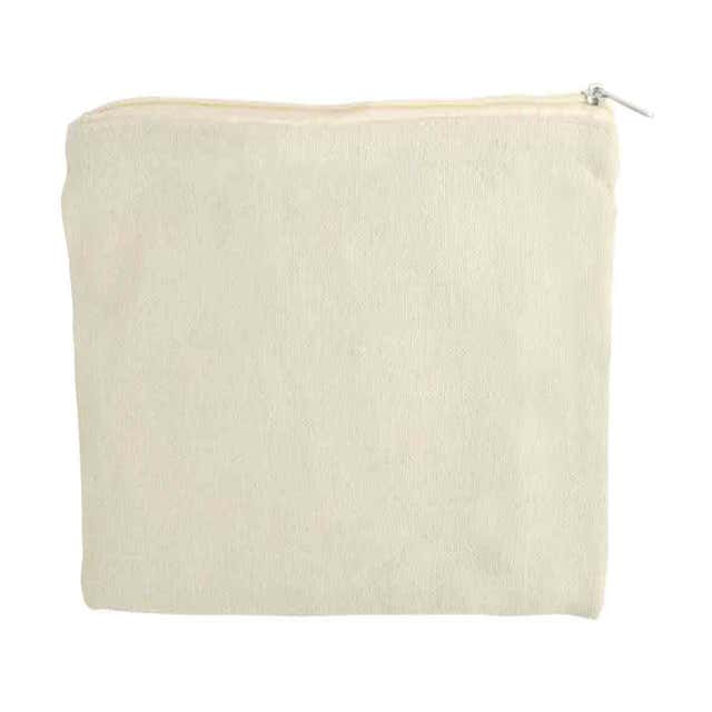 Pochette zippée coton crème 22x13cm