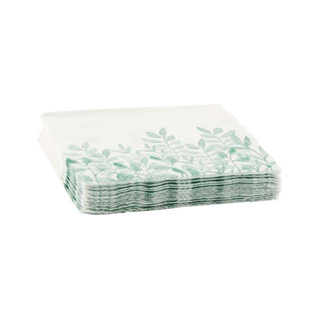 20 serviettes Haie d'Honneur en papier blanc et vert 33x33cm