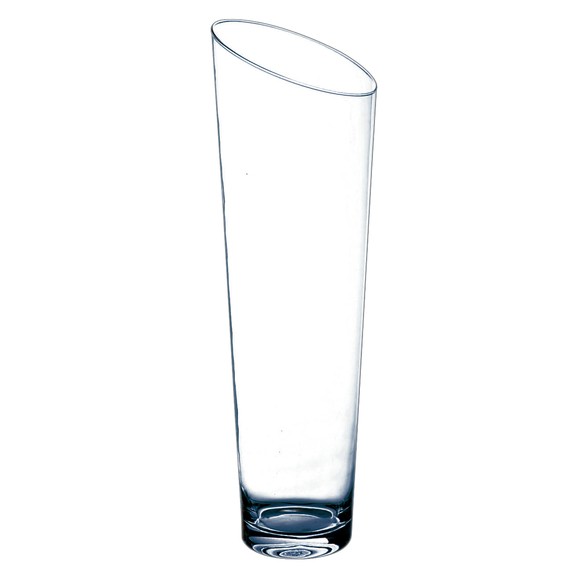 Grand  vase  conique en verre transparent  Slicy H60x 18cm 