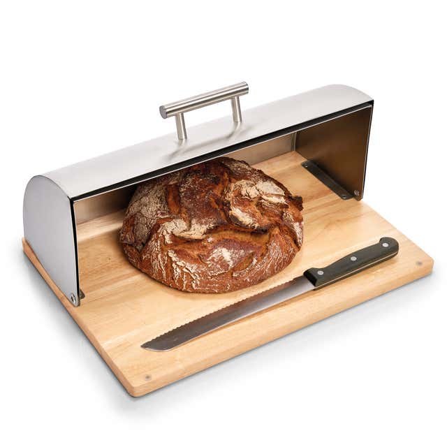 Boîte à pain en acier inoxydable avec couvercle, 39 cm, Conservation