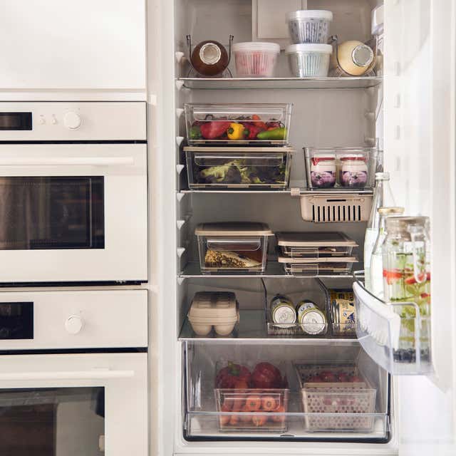 Réfrigérateur Boîte De Rangement avec Couvercle, Empilable Boite Jambon  Frigo, Boîte Fraîcheur Alimentaire, pour Fruits/Légumes/Viande (Blanc,L) :  : Cuisine et maison
