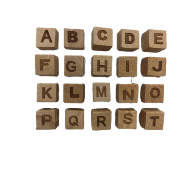 26 punaises lettres de l'alphabet en bois 1x1x2cm