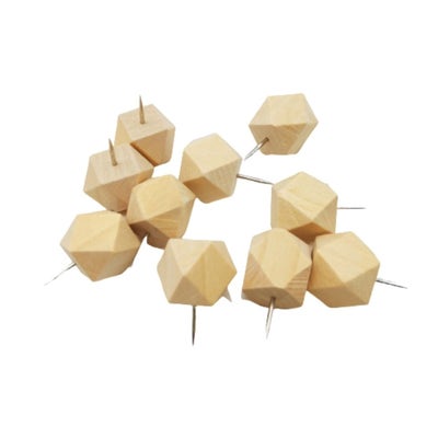 10 punaises hexagone en bois 1x2,5cm