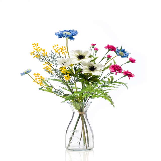 Aimant mini bouquet de fleurs séchées sur support en bois (cadeau