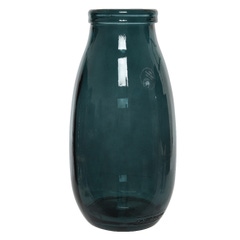 Vase bocal en verre recyclé vert foncé brillant ø18x28cm
